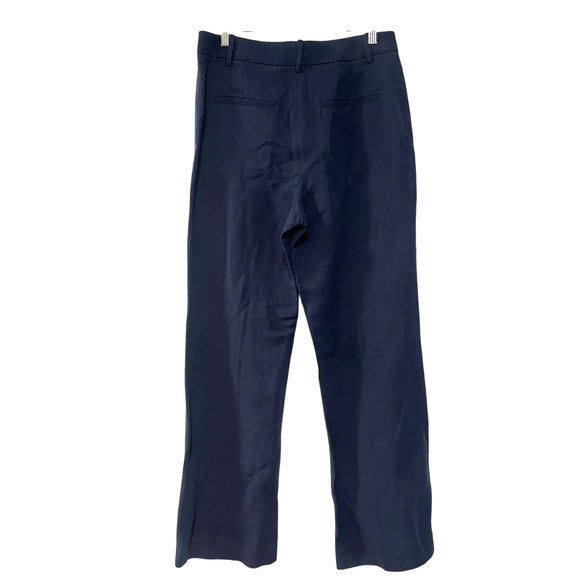 NEW! Nili Lotan 8 Dayton Linen & Silk $675 Wide Leg High Waist Pants Navy Blue - Picture 4 of 10